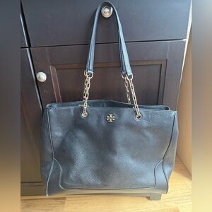 Tory Burch Black Leather Tote Bag